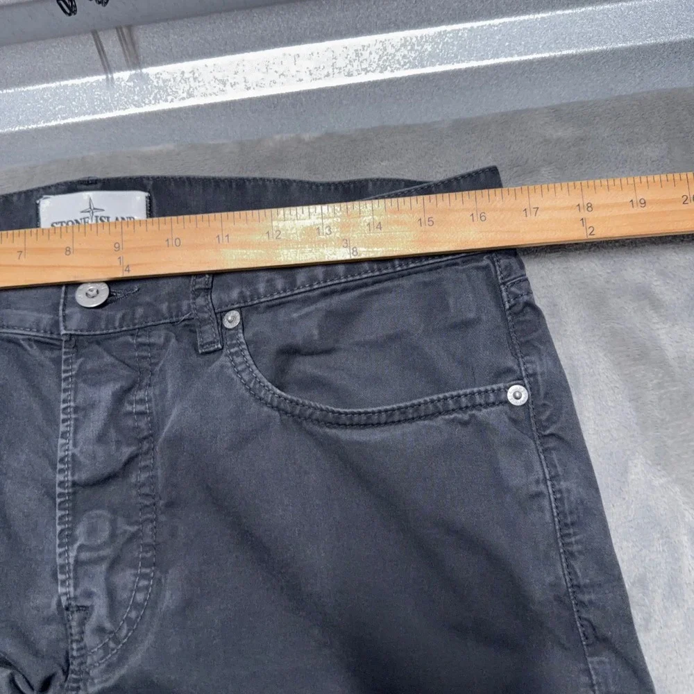 Stone Island SL Trousers Men 32x34 Black‎ Cotton Chino Straight Leg Casual Pants